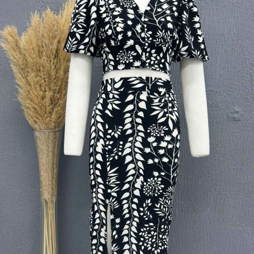 222763 TOPTAN DESENLİ ETEK TAKIM toptan bayan giyim