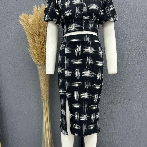 222766 TOPTAN DESENLİ ETEK TAKIM toptan bayan giyim