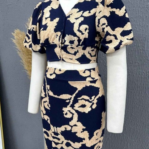 222767 TOPTAN DESENLİ ETEK TAKIM toptan bayan giyim