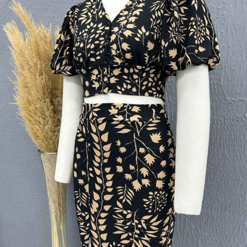 222772 TOPTAN DESENLİ ETEK TAKIM toptan bayan giyim