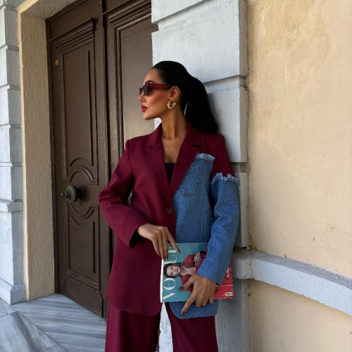 222775 TOPTAN BORDO PANTOLON TAKIM toptan bayan giyim