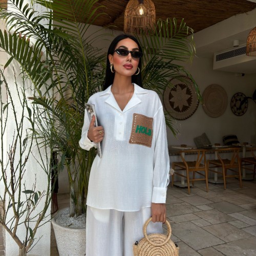 222859 TOPTAN BEYAZ PANTOLON TAKIM toptan bayan giyim