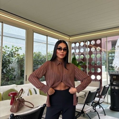 222873 TOPTAN KAHVE GÖMLEK toptan bayan giyim