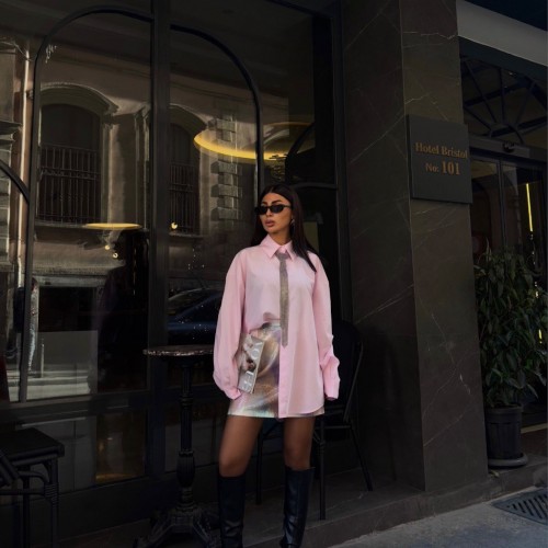 222925 TOPTAN PEMBE GÖMLEK toptan bayan giyim