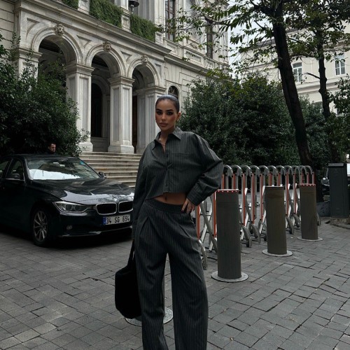 222932 TOPTAN GRİ PANTOLON TAKIM toptan bayan giyim