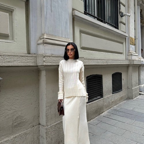 222937 TOPTAN GRİ ETEK TAKIM toptan bayan giyim