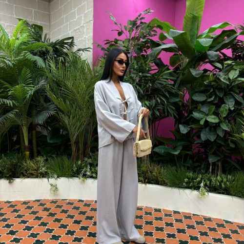 222966 TOPTAN GRİ PANTOLON TAKIM toptan bayan giyim