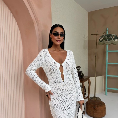 223102 TOPTAN BEYAZ ELBİSE toptan bayan giyim