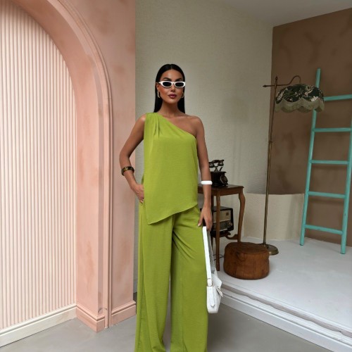 223171 TOPTAN YEŞİL PANTOLON TAKIM toptan bayan giyim