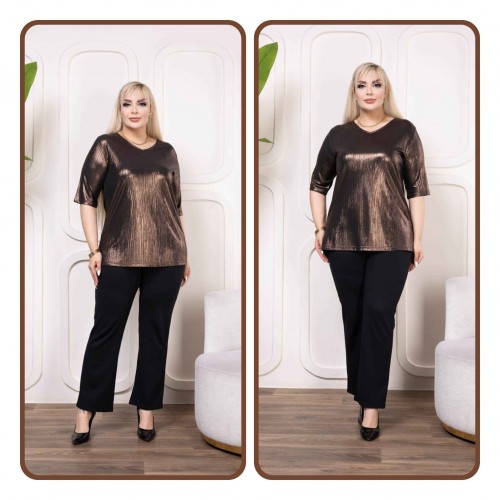 223267 TOPTAN KAHVE BLUZ toptan bayan giyim