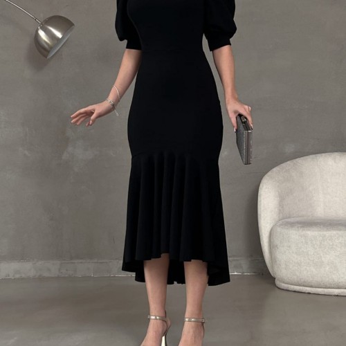 223410 TOPTAN SİYAH ELBİSE toptan bayan giyim