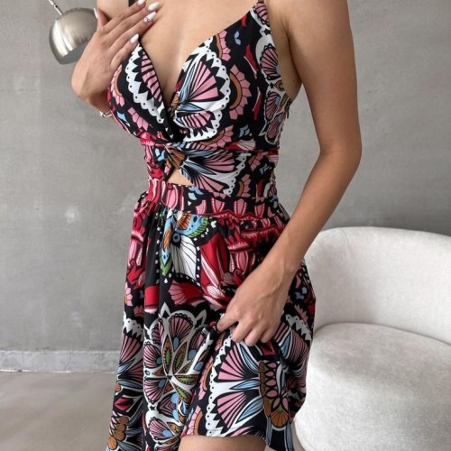 223449 TOPTAN DESENLİ ELBİSE toptan bayan giyim