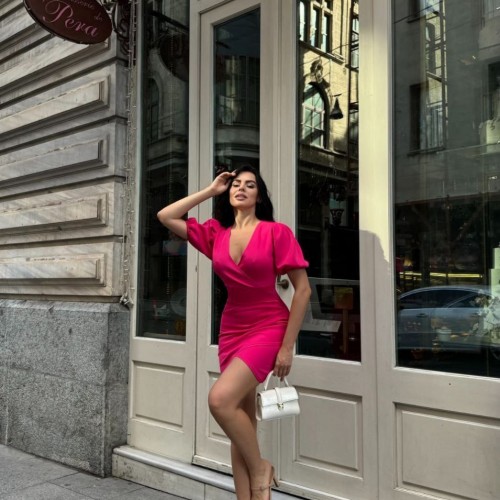 223485 TOPTAN FUŞYA ELBİSE toptan bayan giyim