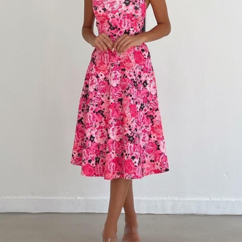 223552 TOPTAN DESENLİ ELBİSE toptan bayan giyim