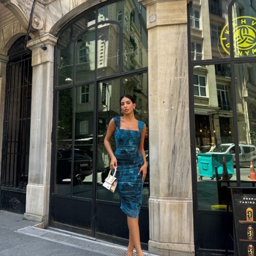 223604 TOPTAN DESENLİ ELBİSE toptan bayan giyim