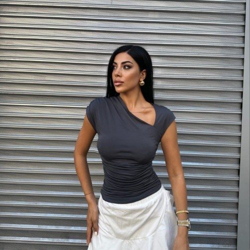 223609 TOPTAN LACİVERT BLUZ toptan bayan giyim