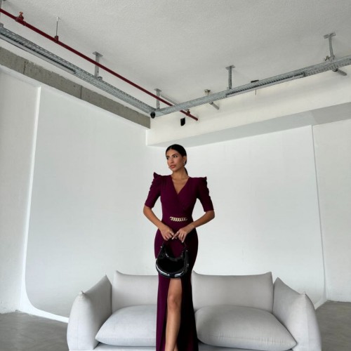 223632 TOPTAN BORDO ABİYE toptan bayan giyim