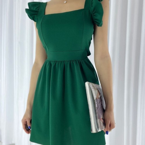 223671 TOPTAN ZÜMRÜT YEŞİL ELBİSE toptan bayan giyim