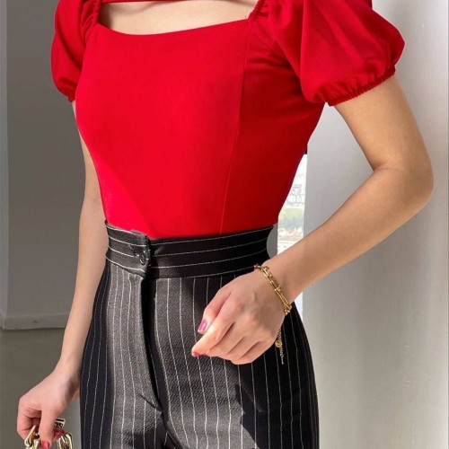 223700 TOPTAN KIRMIZI BLUZ toptan bayan giyim