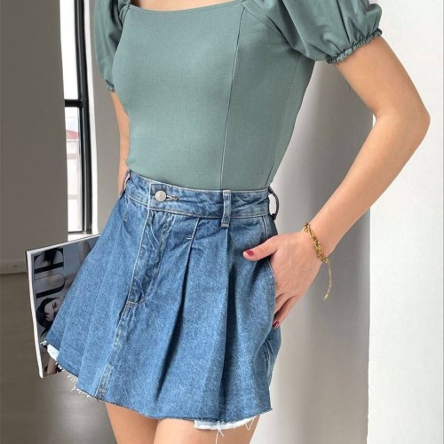 223702 TOPTAN SU YEŞİL BLUZ toptan bayan giyim