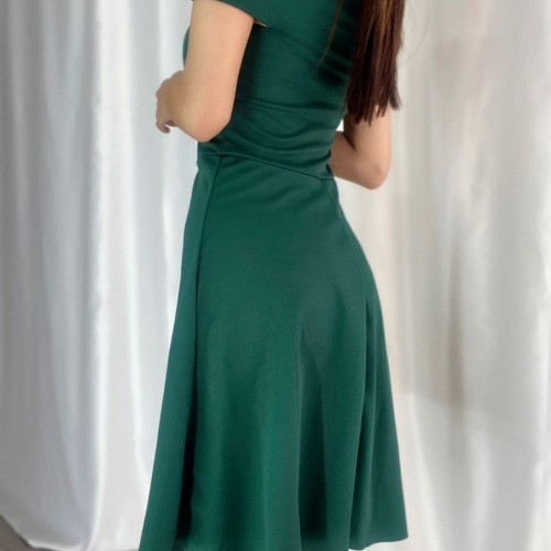 223711 TOPTAN ZÜMRÜT YEŞİL ELBİSE toptan bayan giyim