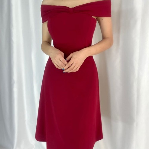 223713 TOPTAN BORDO ELBİSE toptan bayan giyim