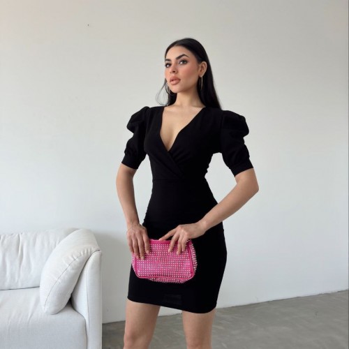 223742 TOPTAN SİYAH ELBİSE toptan bayan giyim