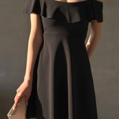 223747 TOPTAN SİYAH ELBİSE toptan bayan giyim