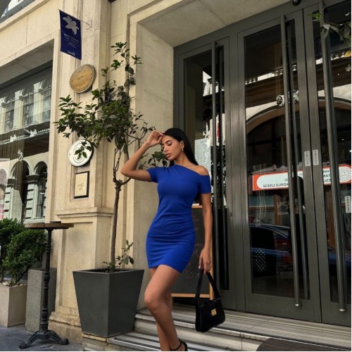 223886 TOPTAN SAKS ELBİSE toptan bayan giyim