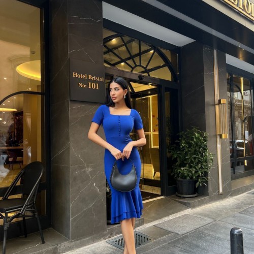 223896 TOPTAN SAKS ELBİSE toptan bayan giyim