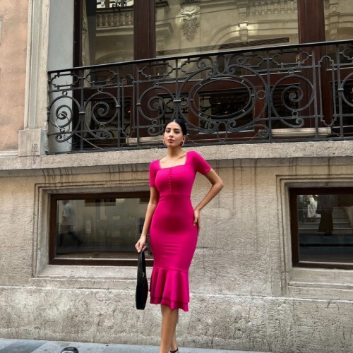 223897 TOPTAN FUŞYA ELBİSE toptan bayan giyim