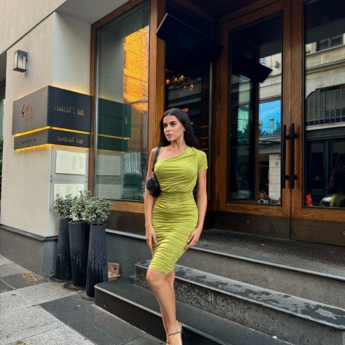 223948 TOPTAN YEŞİL ELBİSE toptan bayan giyim