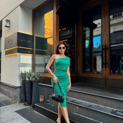 223949 TOPTAN YEŞİL ELBİSE toptan bayan giyim