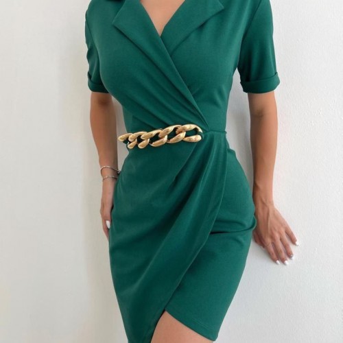 223979 TOPTAN ZÜMRÜT YEŞİL ELBİSE toptan bayan giyim