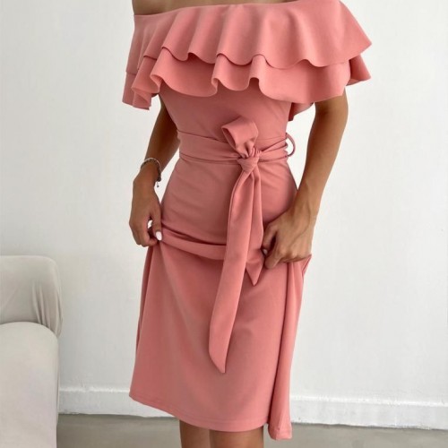 224037 TOPTAN PUDRA ELBİSE toptan bayan giyim