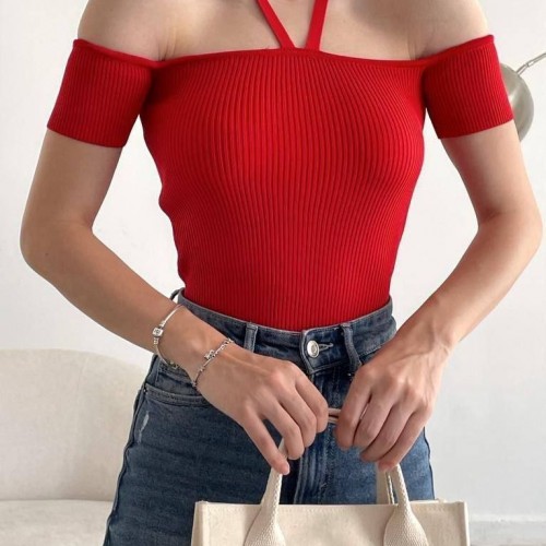 224111 TOPTAN KIRMIZI BLUZ toptan bayan giyim