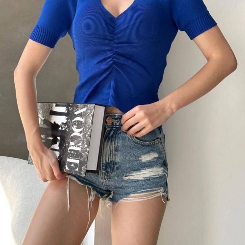 224196 TOPTAN SAKS BLUZ toptan bayan giyim