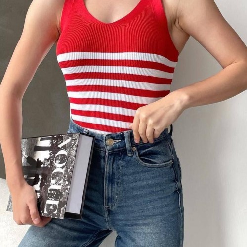 224326 TOPTAN ÇİZGİLİ BLUZ toptan bayan giyim