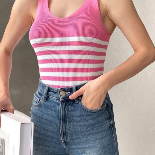 224333 TOPTAN ÇİZGİLİ BLUZ toptan bayan giyim