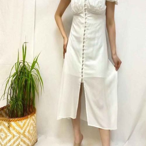 224658 TOPTAN BEYAZ ELBİSE toptan bayan giyim