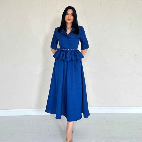 224661 TOPTAN SAKS ELBİSE toptan bayan giyim