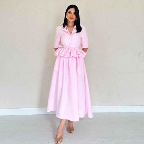 224663 TOPTAN PEMBE ELBİSE toptan bayan giyim