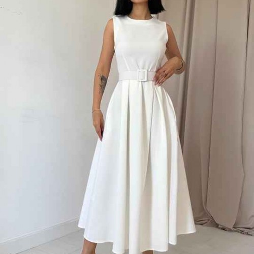 224682 TOPTAN BEYAZ ELBİSE toptan bayan giyim