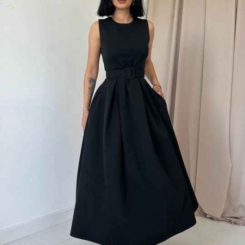 224684 TOPTAN SİYAH ELBİSE toptan bayan giyim