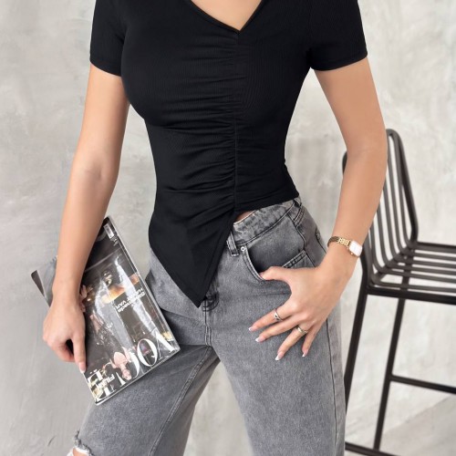 224877 TOPTAN SİYAH BLUZ toptan bayan giyim