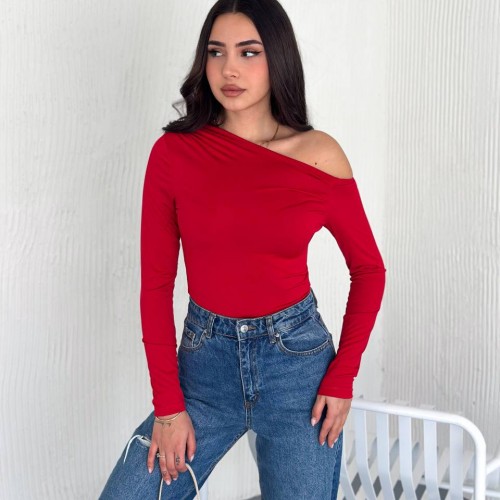 224956 TOPTAN KIRMIZI BLUZ toptan bayan giyim