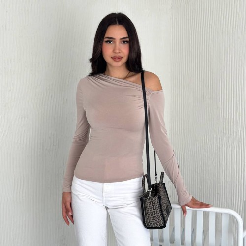 224957 TOPTAN BEJ BLUZ toptan bayan giyim