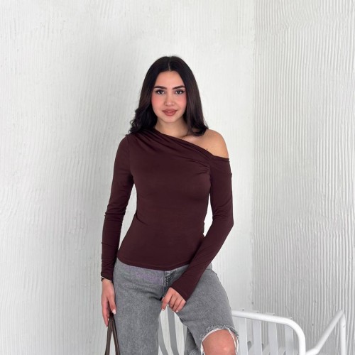 224958 TOPTAN KAHVE BLUZ toptan bayan giyim