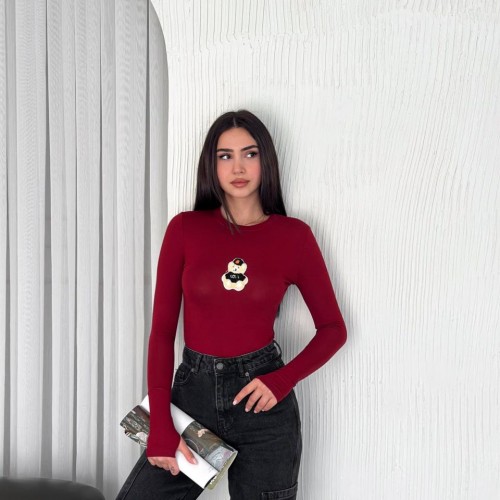 224960 TOPTAN BORDO BLUZ toptan bayan giyim