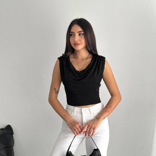 224967 TOPTAN SİYAH BLUZ toptan bayan giyim